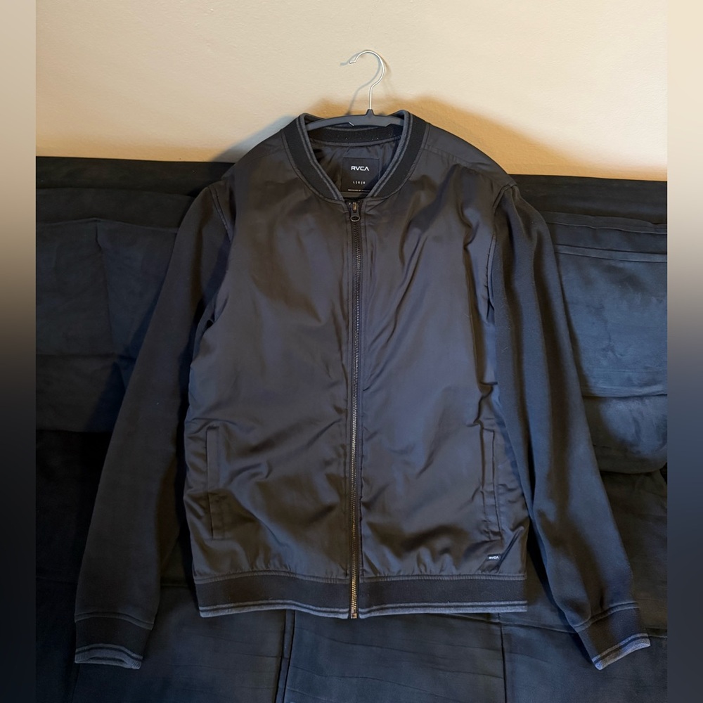 RVCA Men's Black/ Dark Grey Bomber Jacket Size L